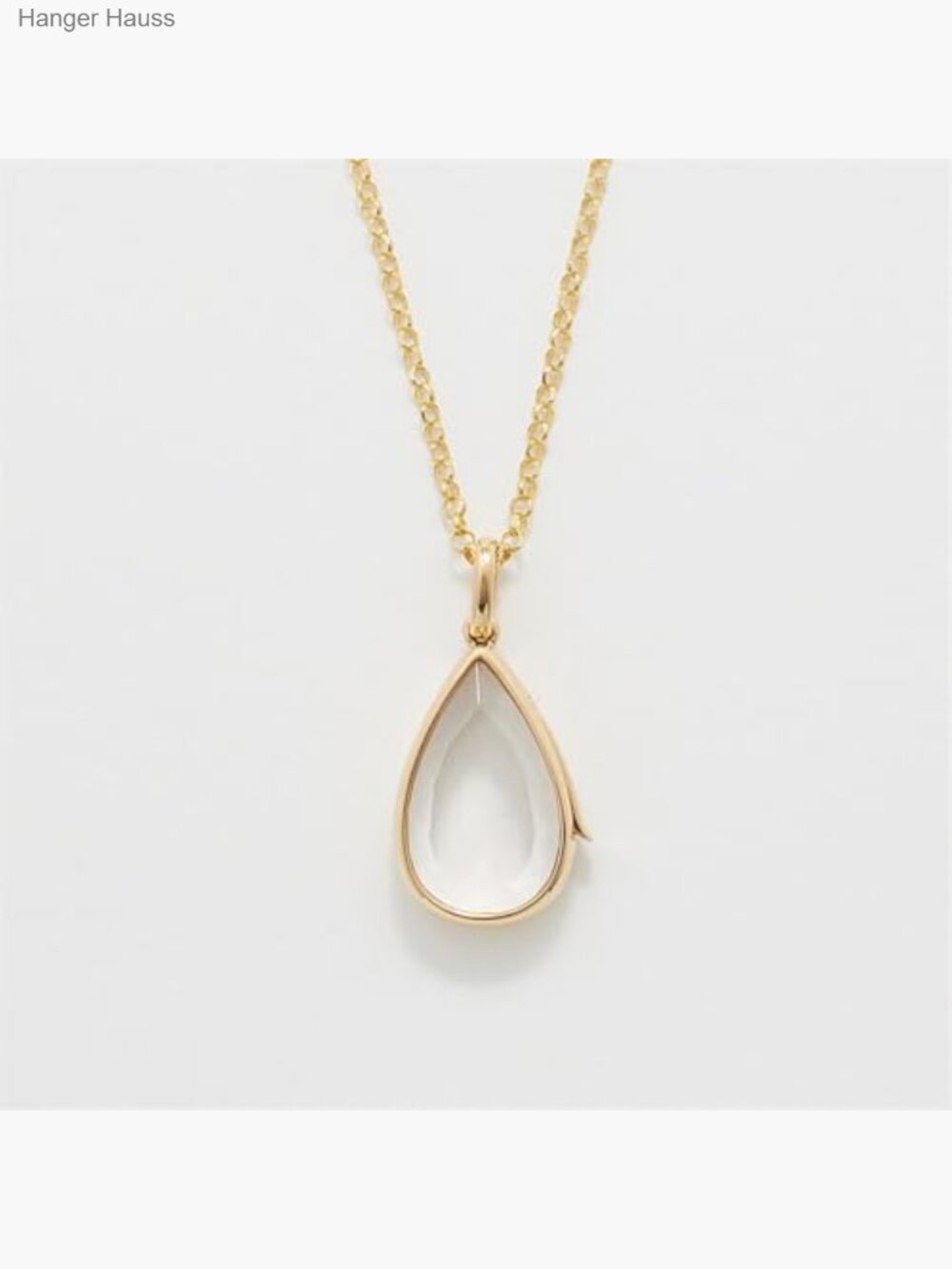 14K Gold Water Drop Locket Necklace with Floating Memory Glass Photo - Picture 6 of 6
